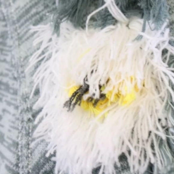 Anthro HWR Monogram Fringe Teal Green Cardigan Sweater - Flaw - Picture 6 of 9